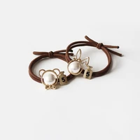 hollow pearl alloy hair ring cute bear rabbit baby bottle head rope rubber band personality hair rope hair accessories