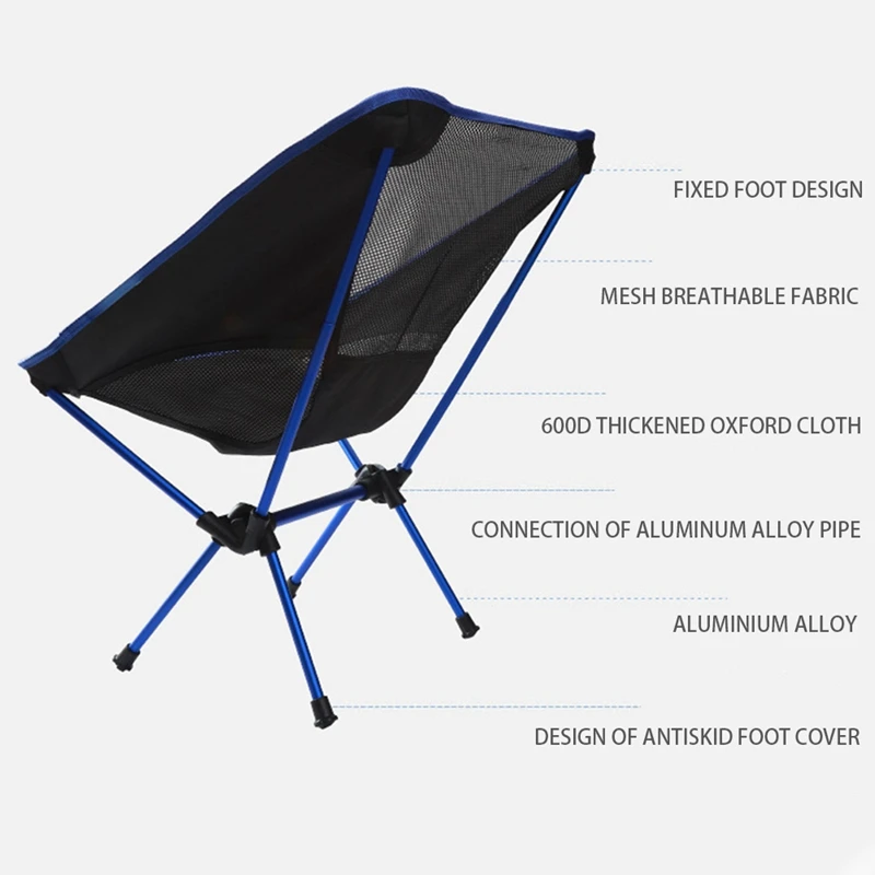 구매 2 피스 야외 접이식 의자 초경량 휴대용 낚시 의자 비치 의자 캠핑 의자 달 의자, 스카이 블루 & 오렌지