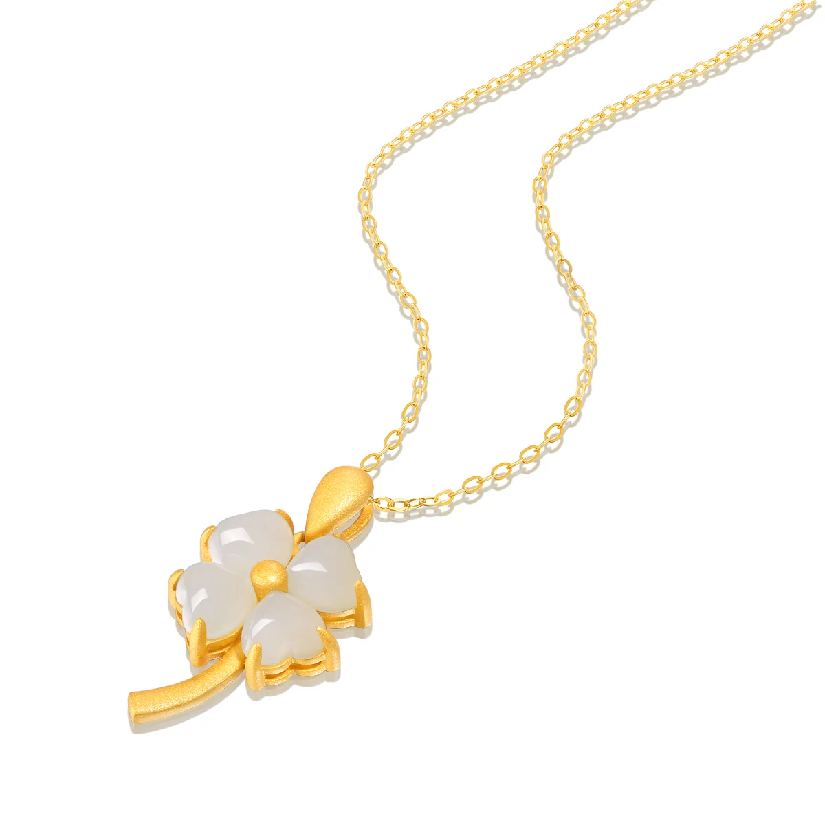 

Modern Style 925 Sterling Silver Jewelry Necklace Pendant For Women Flower Shape Nephrite Jewelry Necklace Pendant Women