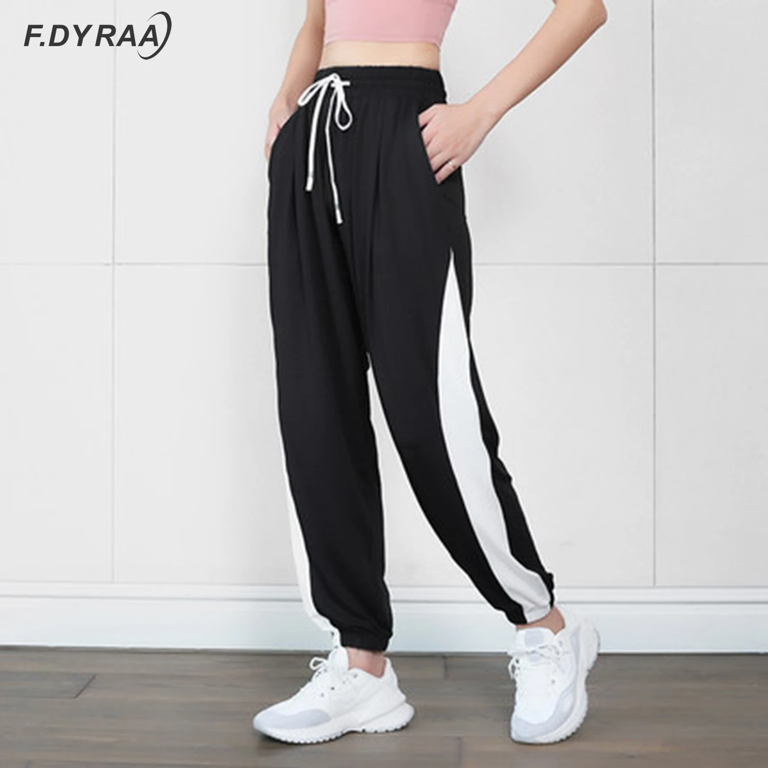 Женские спортивные брюки F.DYRAA свободные для йоги с боковой строчкой занятий
