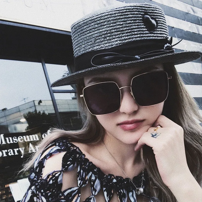 RMM брендовые красные квадратные металлические солнцезащитные очки женские