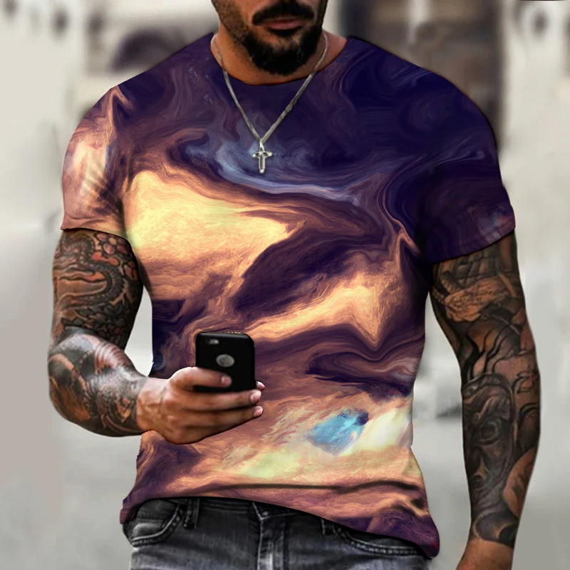 

European and American sports basketball football clothing trend new art 3D fashion printing men's summer oversized T-shirt