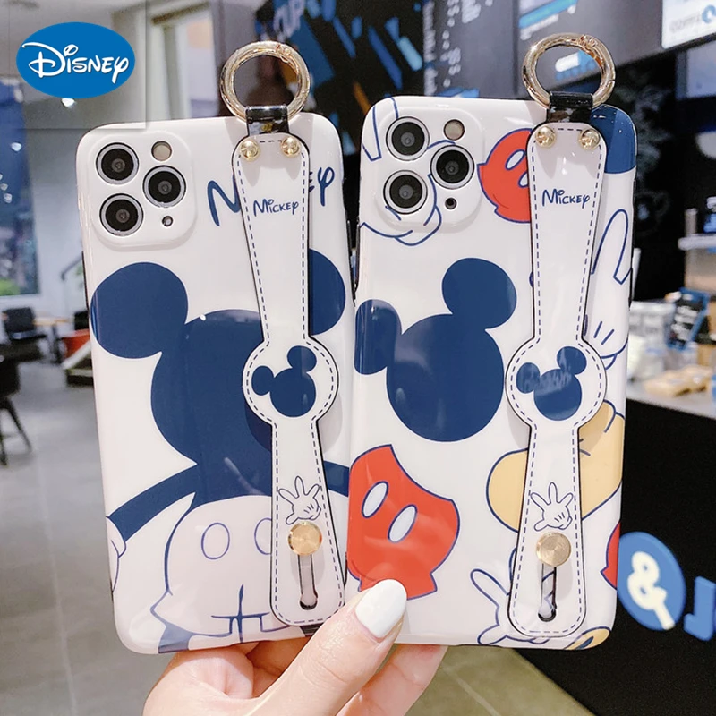 

Disney Mickey Minnie Wristband Phone Case for iPhone 11 Pro Max Full-wrapped Cute Cases for Apple iPhone 12 XR XS Max 7 8 Plus