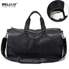 Кожаная Дорожная сумка для мужчин, большая спортивная сумка с отдельным карманом для хранения обуви, мешок для фитнеса, черный чемодан на плечо, XA237WC