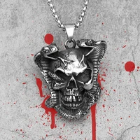 viper cobra skull stainless steel men necklaces pendants chain punk gothic for boyfriend male jewelry creativity gift wholesale