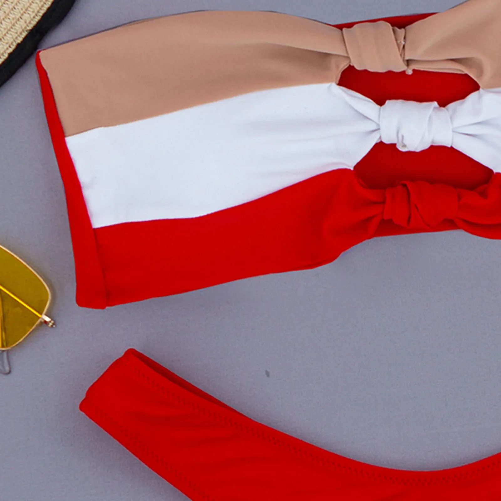 

Women Sexy Swimwear Solid Color Patchwork Sexy Hollow Out Two-piece Swimsuit Bikini Swimming Beachwear Ropa De Mujer 2021