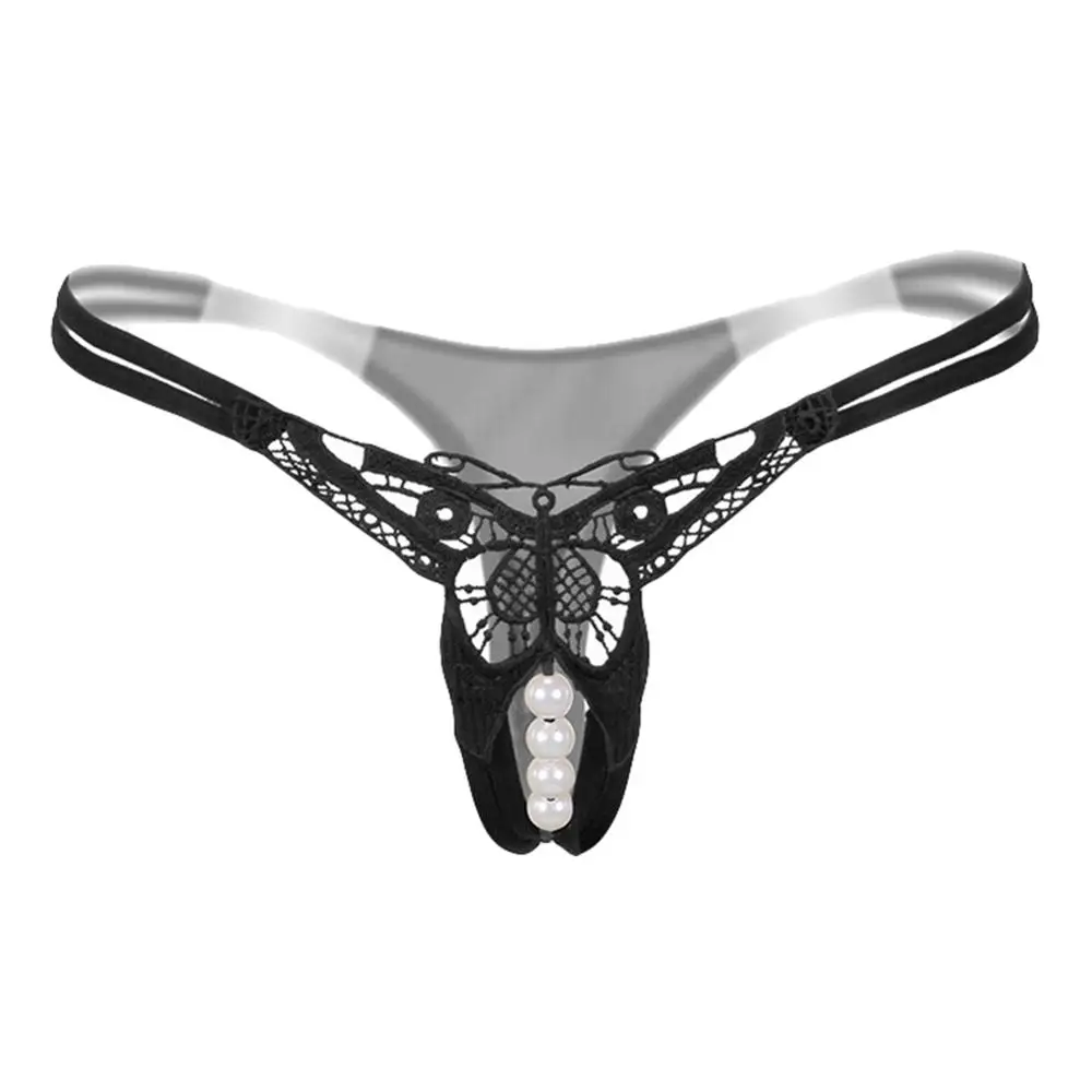 

Women sexy hollow out crotchless thongs Ladies imitation pearl lace panties G-String Erotic lingerie intimate underpants