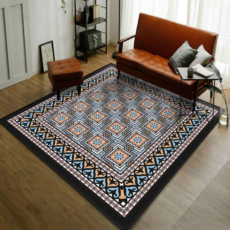 

Bohemian Ethnic Carpet for Living Room Square Floor Mat Rug Anti Slip Coffee Table Area Rugs Boho Bedroom Tatami Mat Seat Pad