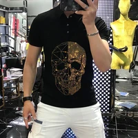 hot drill skull new mens t shirt casual couple clothes pure cotton polo business breathable sweatshirt tops