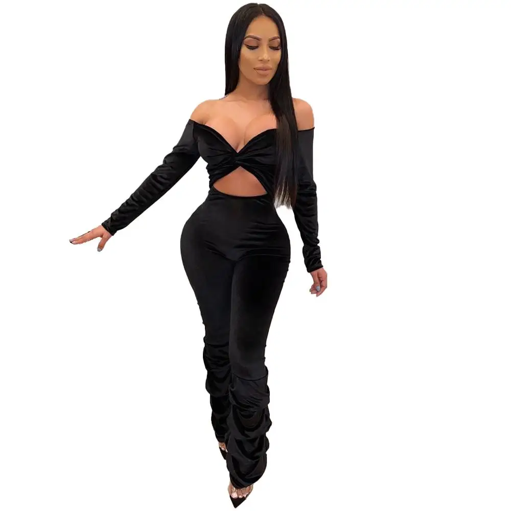 Зимний бархатный комбинезон женский элегантный с длинным рукавом для новечерние