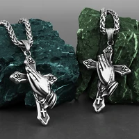 titanium steel casting retro prayer cross necklace pendant amulet islam religion christian jewelry gift sweater chain wholesale