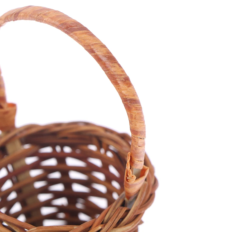 Casa de mu&ntilde;ecas en miniatura, cesta tejida a mano para almacenamiento de alimentos y verduras, modelo decorativo, 1:12-5