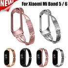 Браслет из нержавеющей стали с бриллиантами для Xiaomi Band 5 6, сменный ремешок для часов, женский браслет из розового золота для Xiaomi Mi 56