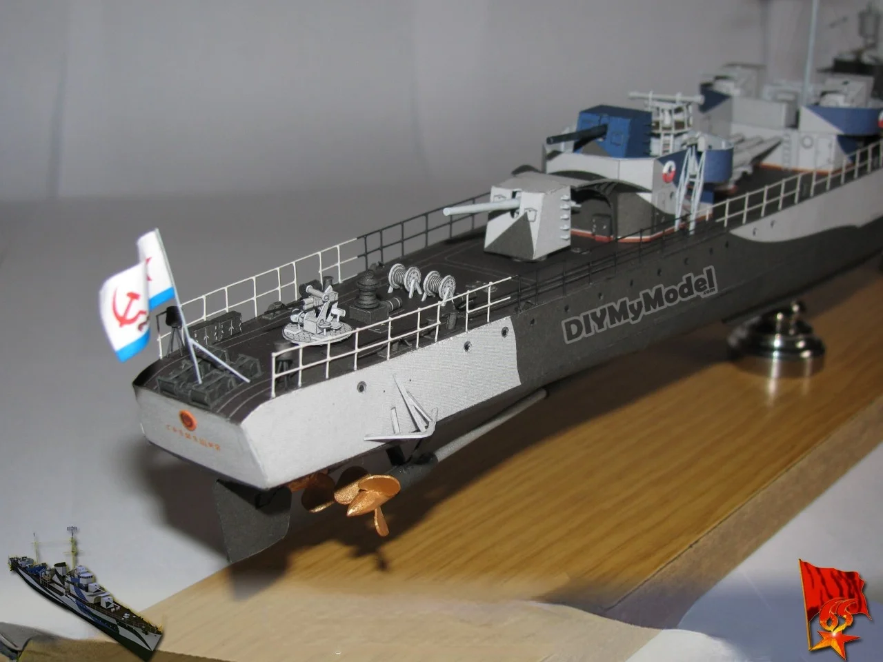 DIYMyModeI-antiguo destructor de la clase de la ira sovi&eacute;tico, bricolaje, artesanal, Kit de modelo de papel hecho a mano, rompecabezas de juguete, regalo, utillaje de pel&iacute;cula-4