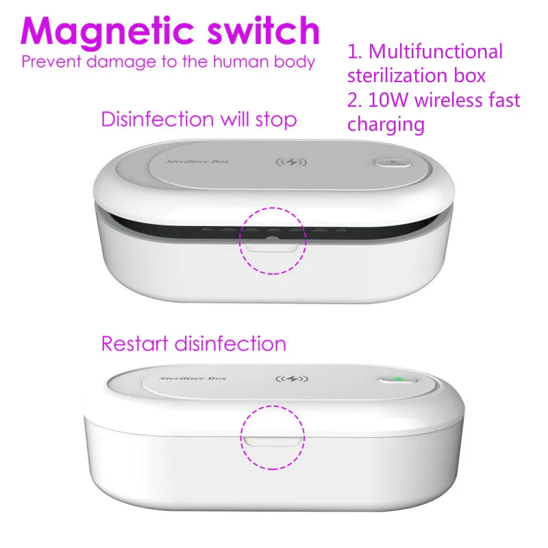 Профессиональный УФ стерилизатор для телефона с беспроводной зарядкой и