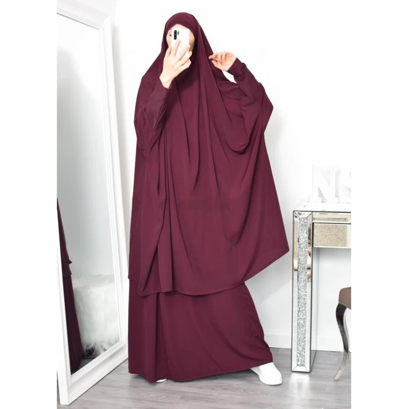 Мусульманское платье-хиджаб с капюшоном для женщин из двух частей, молитвенная одежда, джилбаб, абайя, скромный Рамадан, женская мусульманс...