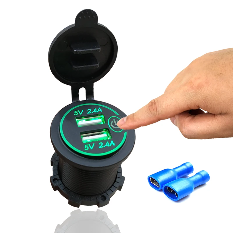 DIY 4.8A двойной USB разъем зарядного устройства выходной вольтметр 12 24 В