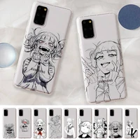 anime himiko toga black and white phone case for samsung a 10 20 30 50s 70 51 52 71 4g 12 31 21 31 s 20 21 plus ultra