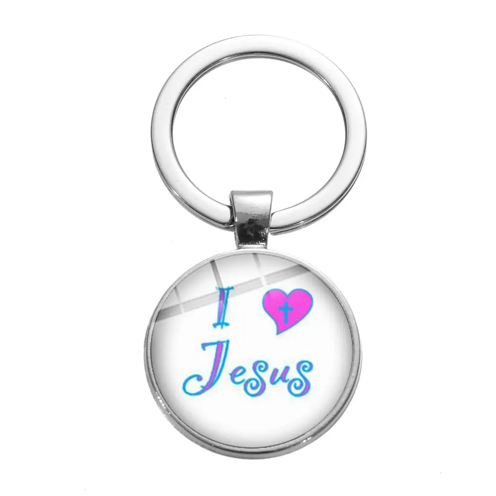 SONGDA рыба с крестом знак Иисуса Брелок-Шарм религиозный Ichthus I Love Jesus Cross Peace glass Photo Dome сувенир-брелок для ключей - Цвет: Style 11