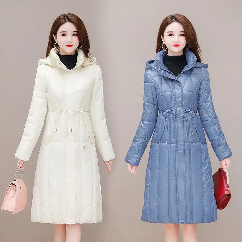 Women Long Cotton-padded Jacket 2021 New Temperament Waist Thicker Warm Coat2021 Winter Fashion Female Cotton-padded Jacket A753