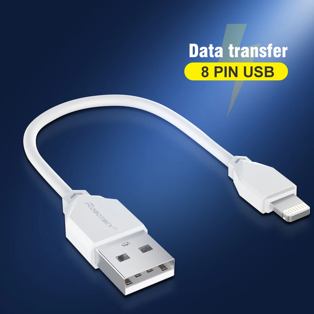 Портативный USB кабель для передачи данных 16 см A на 8 Pin 2A быстрая зарядка Kable