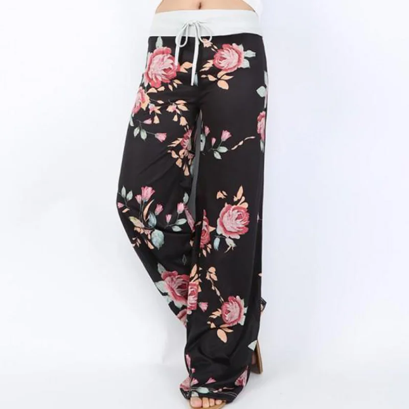 

Flower Print Wide Leg Women Pants Trousers Sexy High Waist Spring Summer Casual Ladies Pants Plus Size Jogger Streetwear WF093