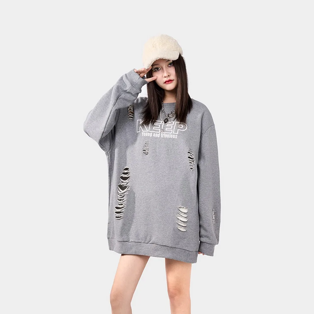 

Goth Men Hoodies Sweatshirts Frayed Long Sleeve Grunge Vintage Sweatshirt Harajuku Anime Streetwear Men Oversized Gothic Clothes