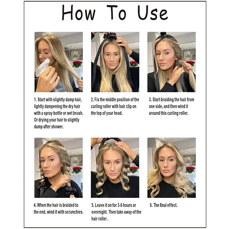 Women Hair Rollers Heatless Curling Rod Foam Curls Ribbon Sleeping Soft Headband Flexi Long Curlers DIY Styling Tools | Красота и