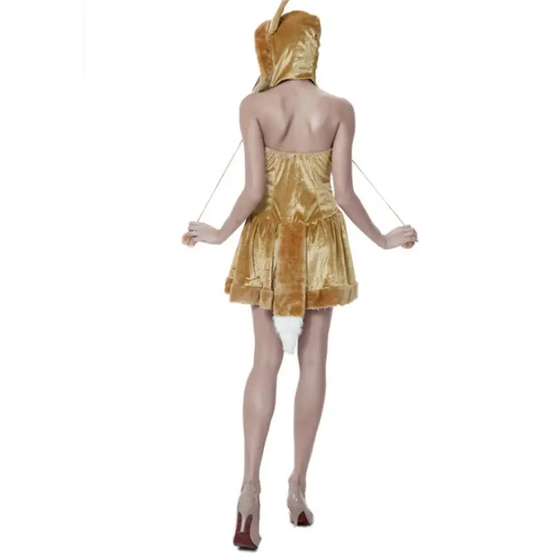 Сексуальные милые нарядные платья для взрослых с оранжевым хвостом лисой