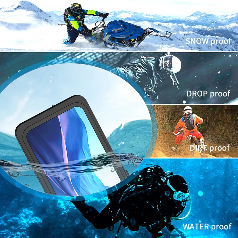 luxury waterproof case for apple iphone 12 pro case clear 360 protective underwater diving case for iphone 12 pro max 11 coque free global shipping