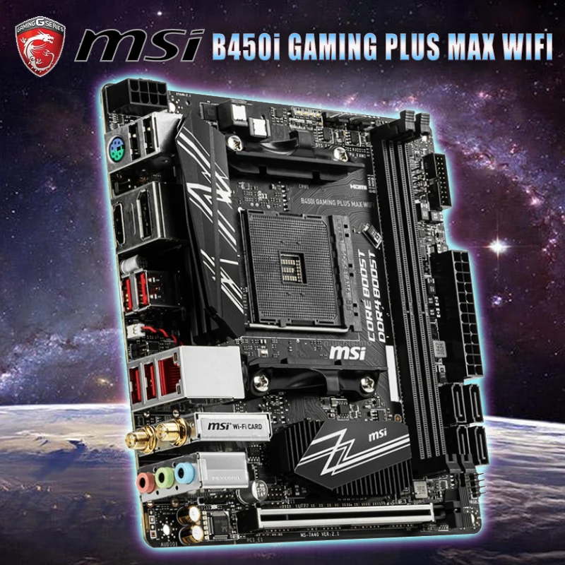 Bestellen Buchse AM4 MSI B450I GAMING PLUS MAX WIFI Motherboard AMD B450 DDR4 64GB PCI-E 3,0 M.2 Desktop AMD B450 Placa-Mãe AM4 Mini-ITX