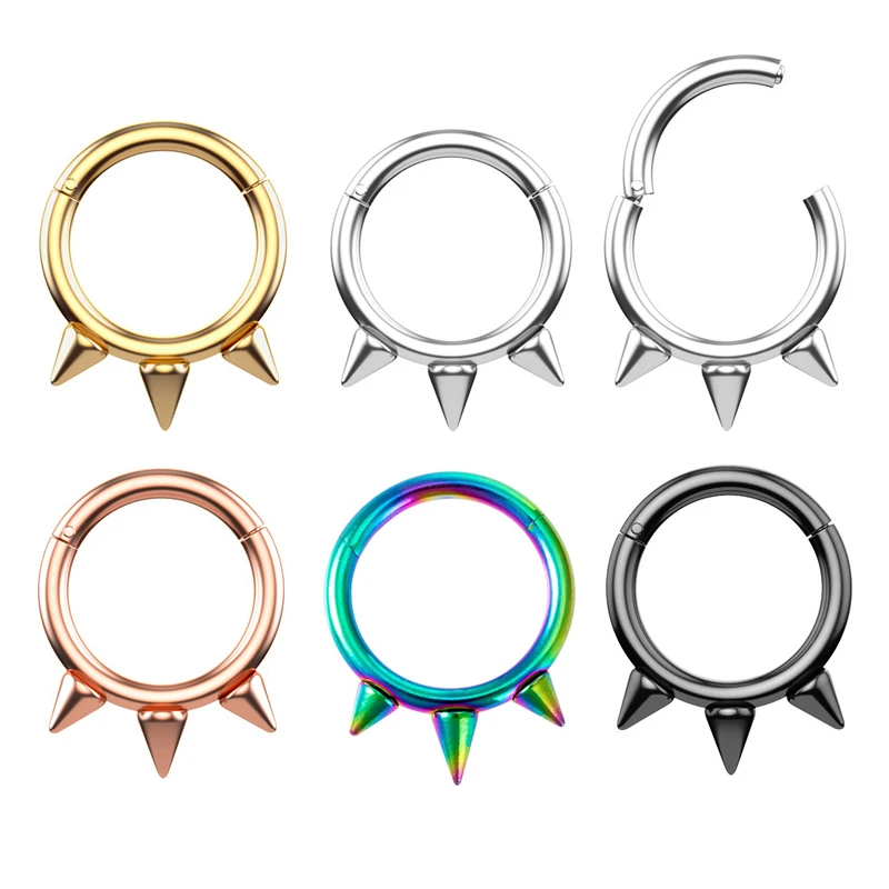 

Flower Heart Nose Segment Septum Clicker Rings Piercing Hoop Stud Daith Earring for Women Men 316L Surgical Steel 16G