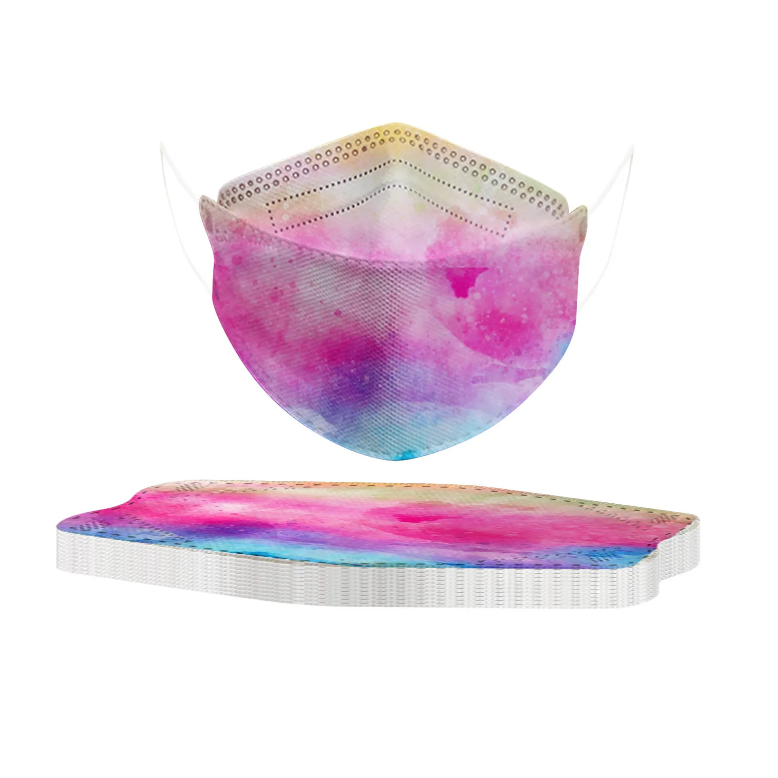 Маска для взрослых одноразовая трехслойная с принтом тай-дай 10 шт. |