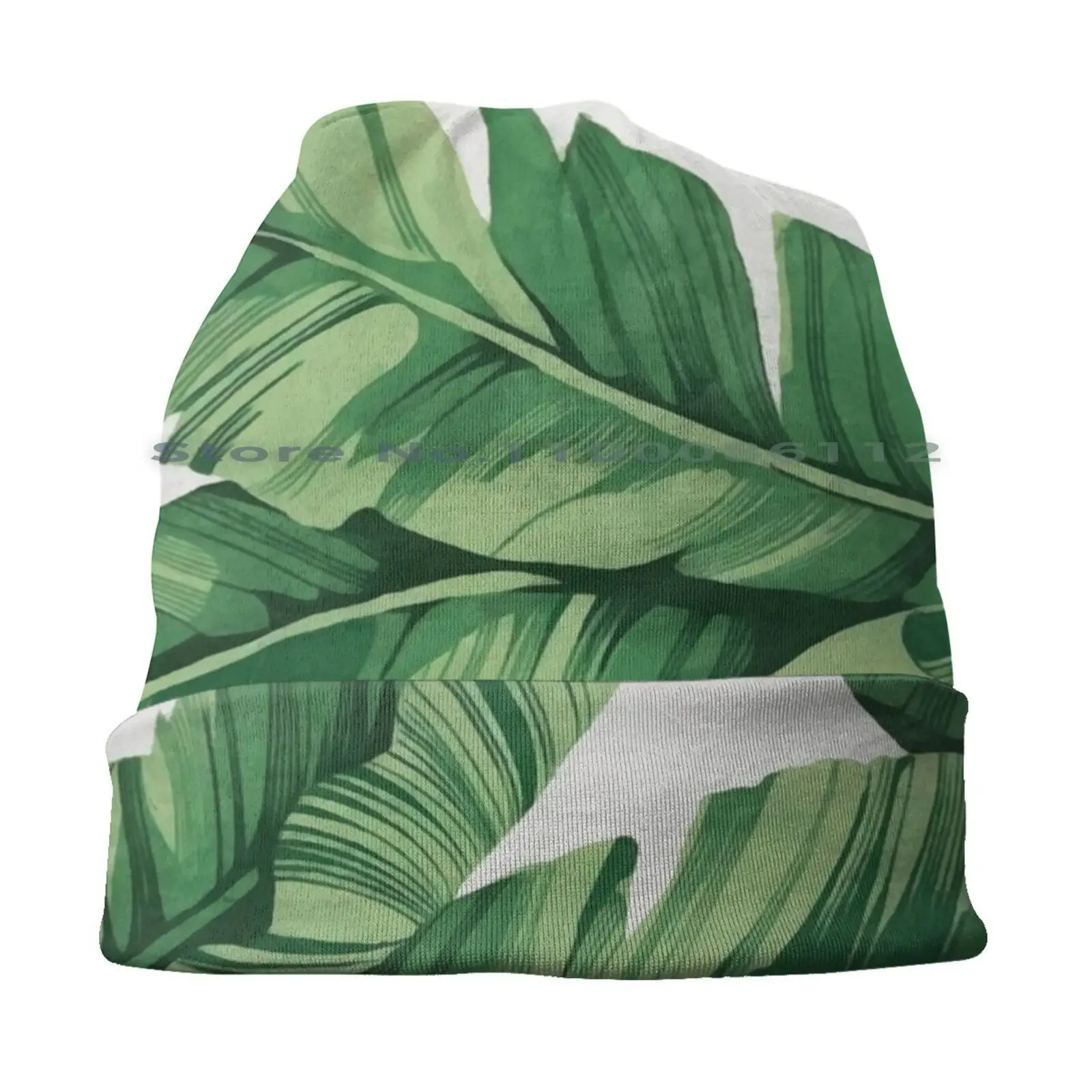 Трикотажная Шапка-бини с рисунком банановых листьев |