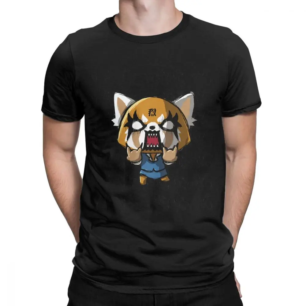 Мужская футболка Aggretsuko aggression Retsuko Camiseta I Hate Monday футболки из хлопка Одежда забавная фраза футболки с принтом - Цвет: Черный