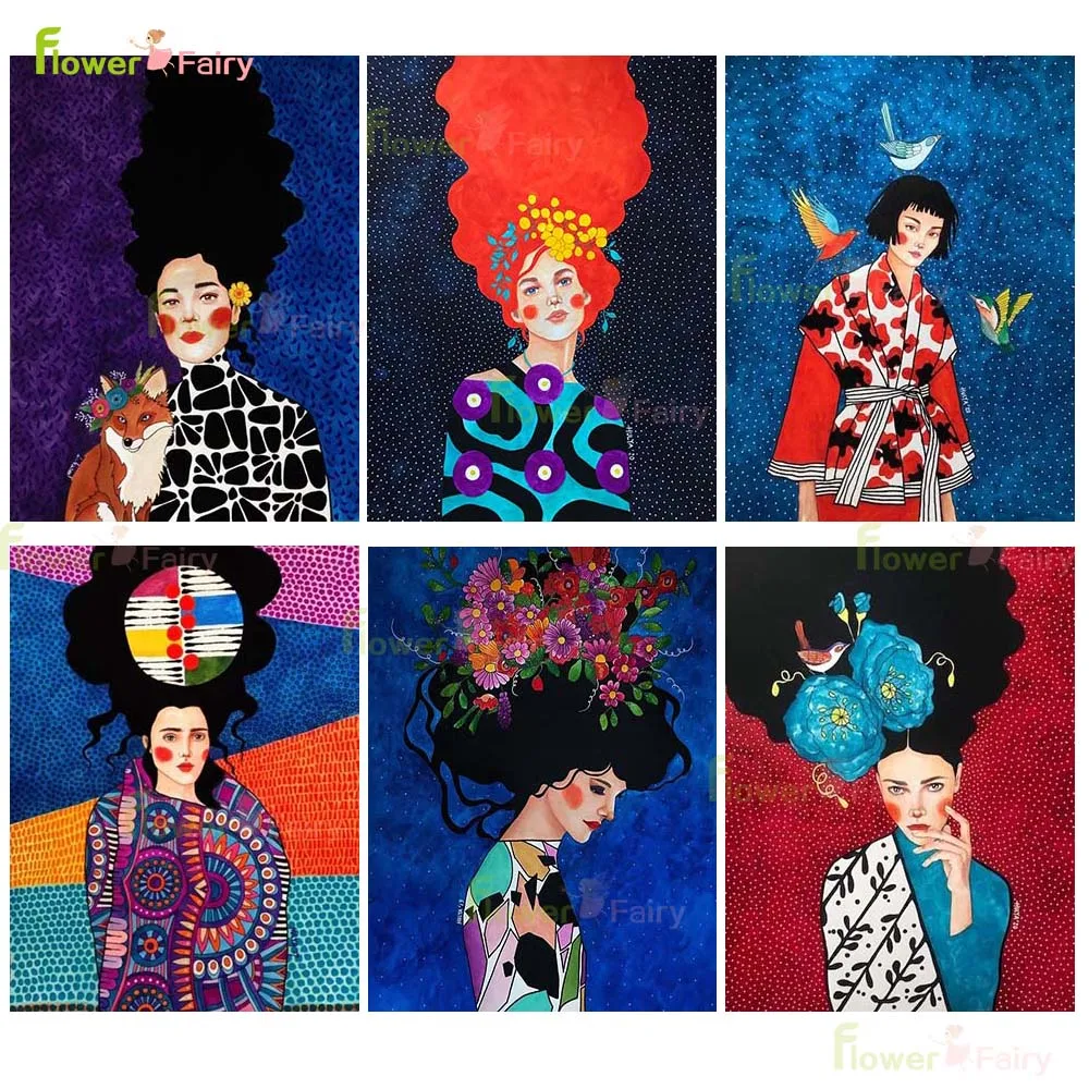 

Colorful Girl Modern Woman Posters Nordic Poster Wall Art Canvas Painting Wall Pictures For Living Room Home Decor Unframed
