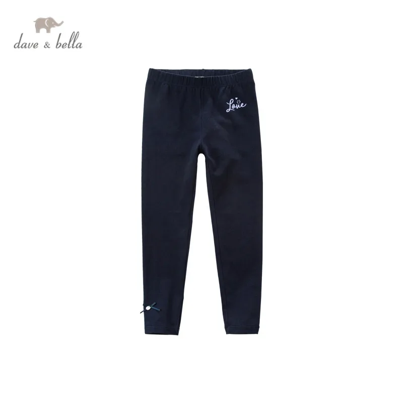 

DKY16956 dave bella spring 5Y-13Y kids girls fashion bow letter pants children boutique cute full-length pants