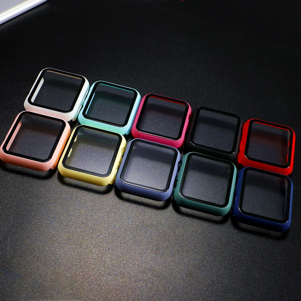 

Glass+case For Apple Watch series 6 5 4 3 SE 44mm 40mm iWatch Case 42mm 38mm Screen Protector+cover apple watch Accessories