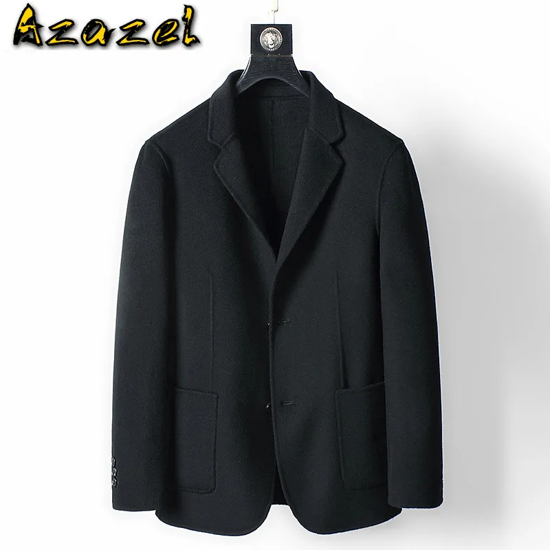 

Azazel Men's Wool Coat Spring Autumn Black Double-sided Woolen Jacket Men Overcoat 2020 Casaco Masculino MC18D333 KJ4291