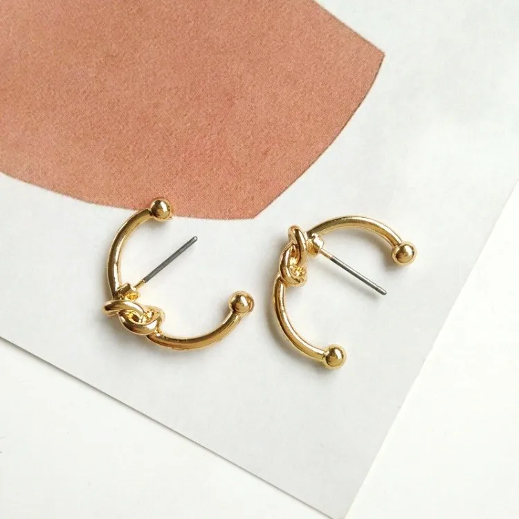 Золотые серебряные сплав геометрические серьги гвоздики модные комбинированные