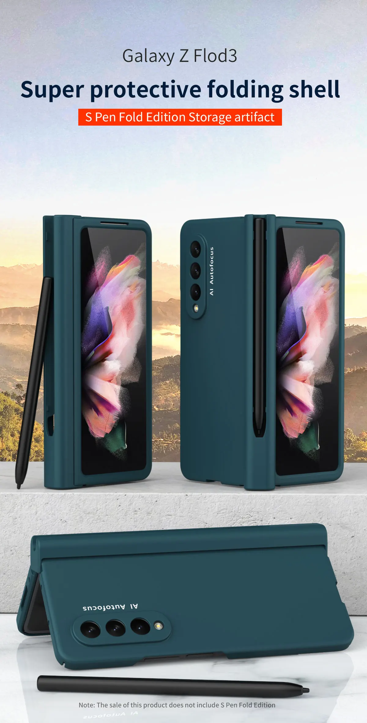 

With S Pen Slot Holder 360 All-inclusived Protected Case for Samsung Galaxy Z Fold 3 Case with S Pen Slot Not Included S Pen