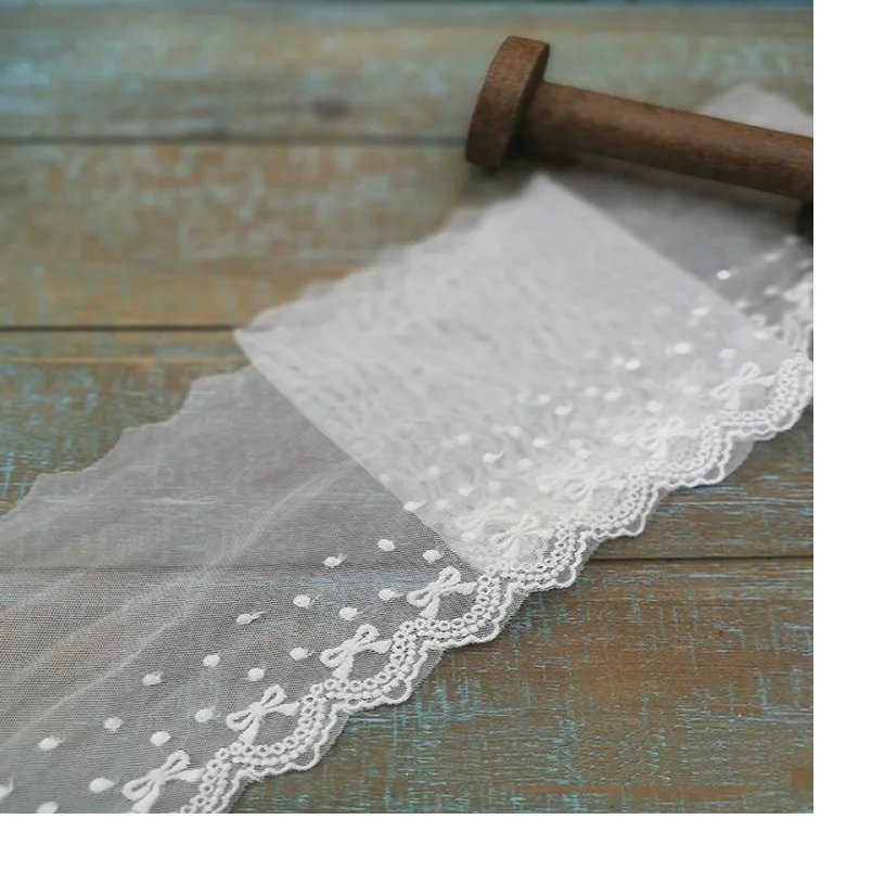 2 ярда сетчатая пряжа кружево с вышивкой 9 см бантом сделай сам манжеты воротник