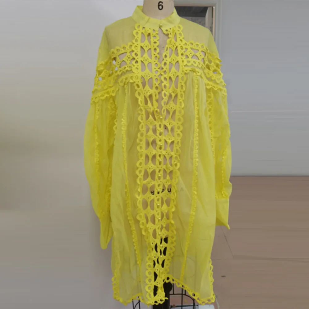 

Plus Size Summer Mini Dress Pink White Above Knee Long Sleeve Sexy Night Club Party Sweet Ladies 5XL Hollow A-Line Women's Dress