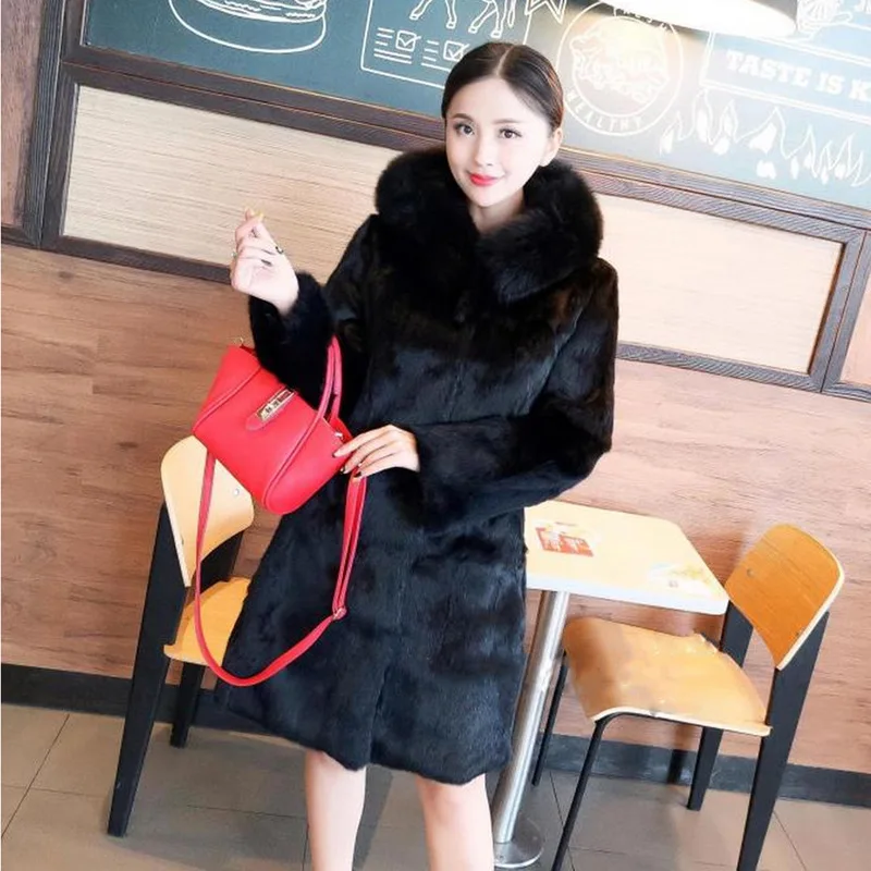 Женская шуба из натурального меха норки и длинная Шуба с длинными рукавами