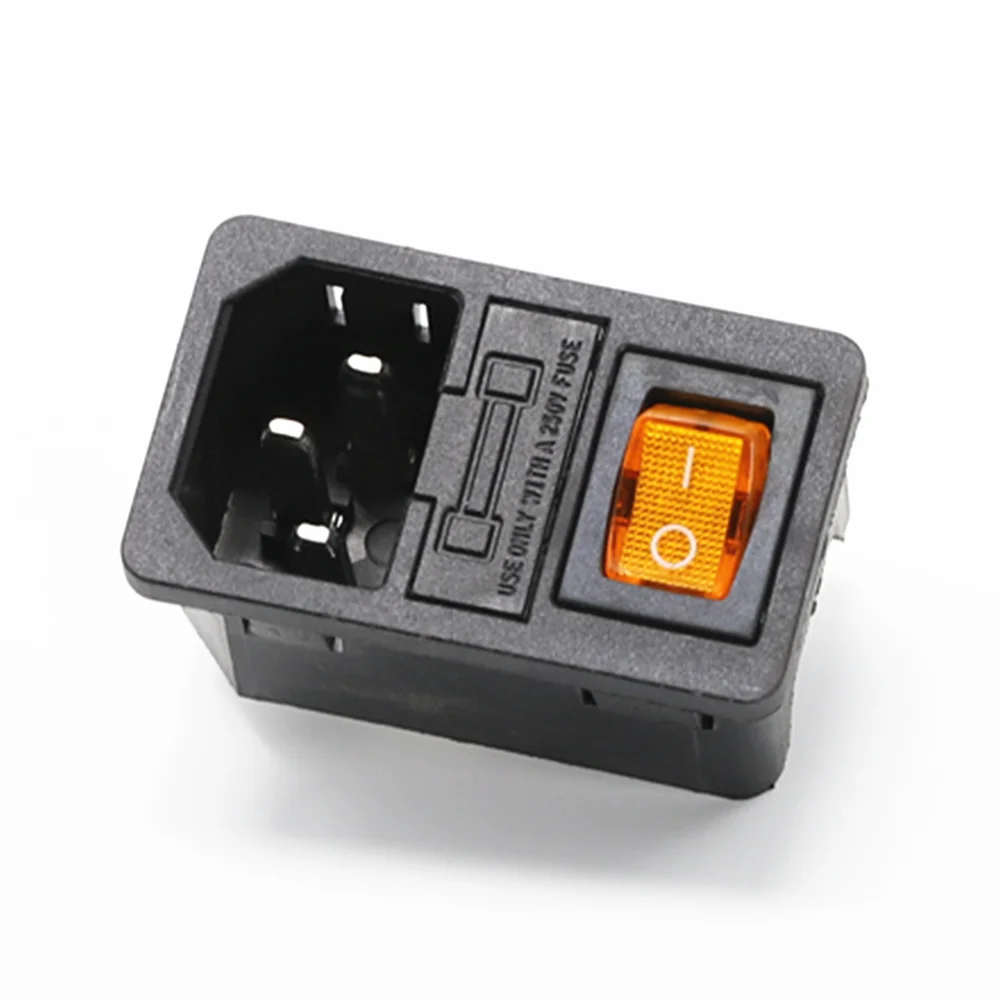 Цвет: желтый 1 шт. 10A 250VAC 3 Pin iec320 C14 Входной разъем питания розетка с лампой кулисный переключатель 10A гнездо держателя плавкого предохранителя Мужской Разъем - Цвет: Цвет: желтый