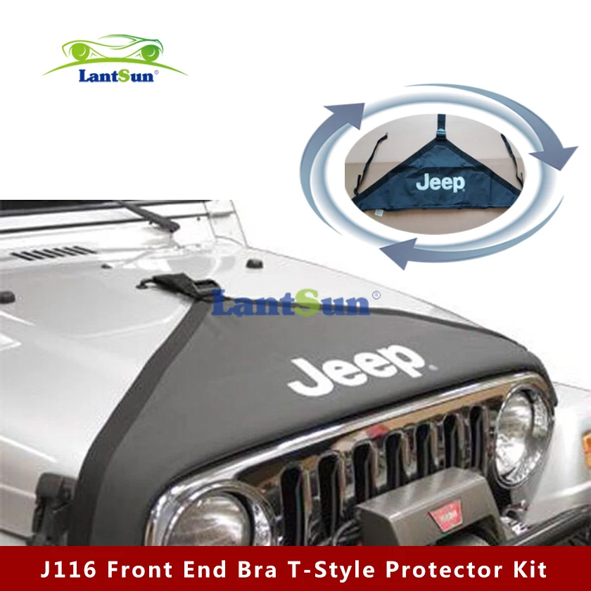 

J116 Hood Cover Front End Bra Cover T-Style Protector Kit 2007-2016 for Jeep Wrangler JK & Unlimited auto products LANTSUN