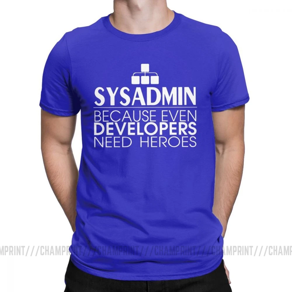 Мужские футболки, хлопковые футболки с героями Sysadmin, Linux, Sysadmin Unix, Debian Ubuntu Administrator, футболка, одежда, идея подарка - Цвет: Синий