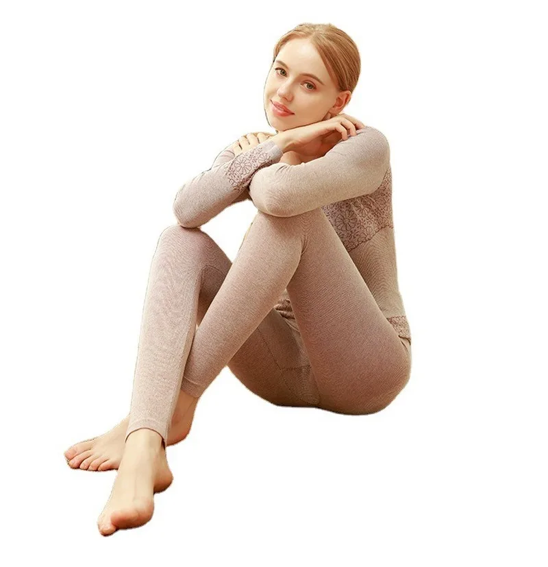 

Autumn and winter women's thermal underwear set, dark pattern autumn clothes, seamless body shaping