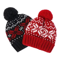 new big snowflake christmas wool hat mens and womens european and american autumn and winter classic warm pullover knitted hat