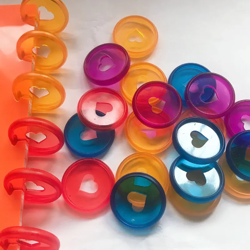 Прозрачные круглые диски для блокнотов 50 шт./лот в форме сердца с отверстием виде